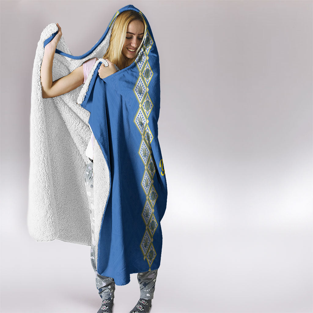 Ukrainian Tryzub Pattern Hooded Blanket