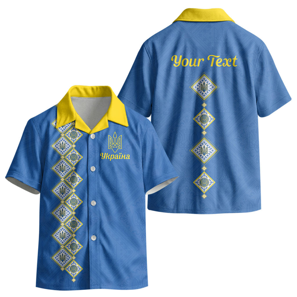 Personalised Ukrainian Tryzub Pattern Kid Hawaiian Shirt