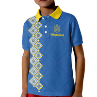 Personalised Ukrainian Tryzub Pattern Kid Polo Shirt