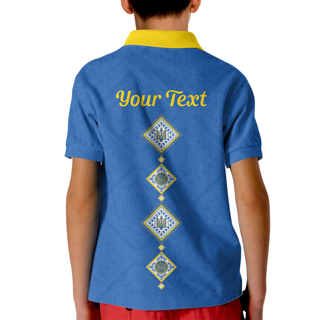 Personalised Ukrainian Tryzub Pattern Kid Polo Shirt