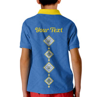 Personalised Ukrainian Tryzub Pattern Kid Polo Shirt