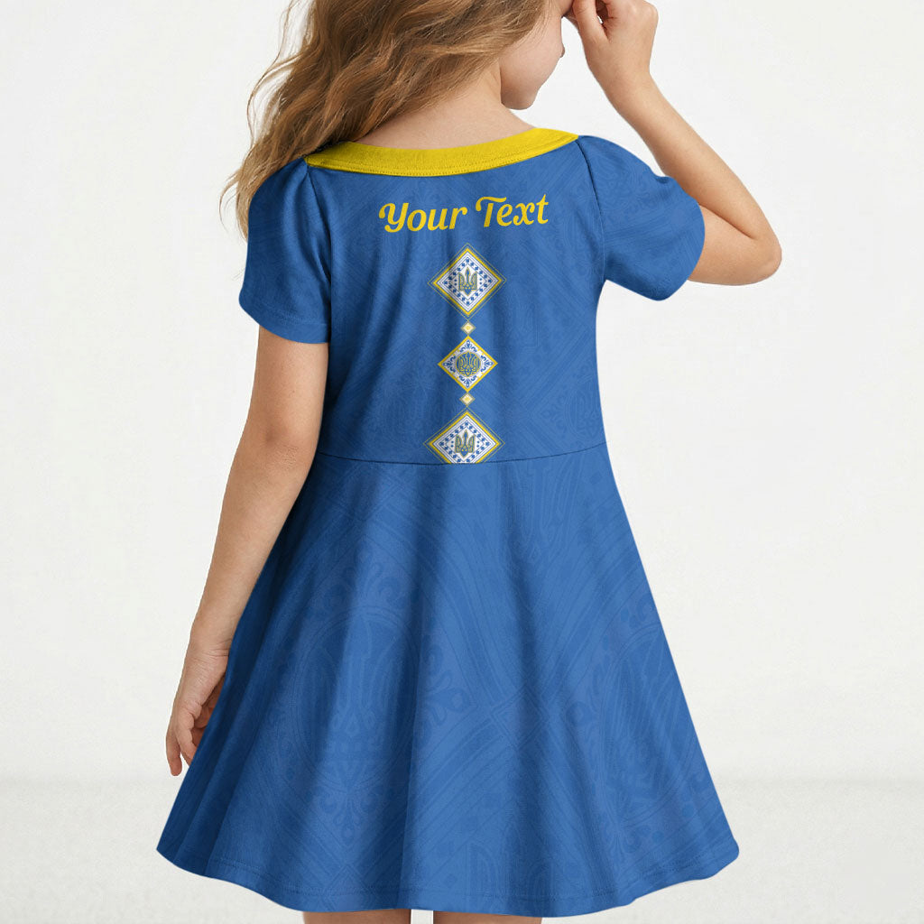 Personalised Ukrainian Tryzub Pattern Kid Short Sleeve Dress