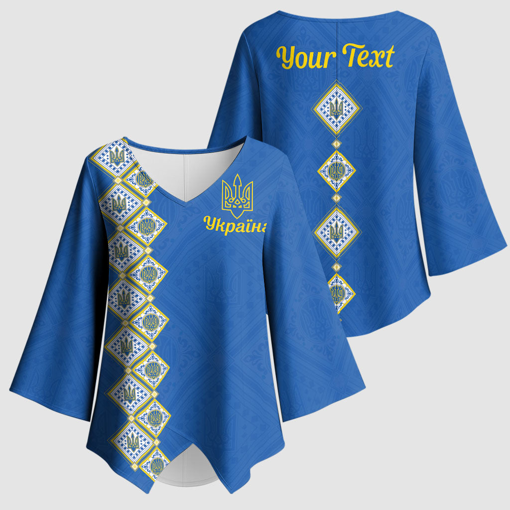 Personalised Ukrainian Tryzub Pattern Kimono Sleeve Blouse