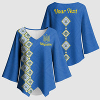 Personalised Ukrainian Tryzub Pattern Kimono Sleeve Blouse