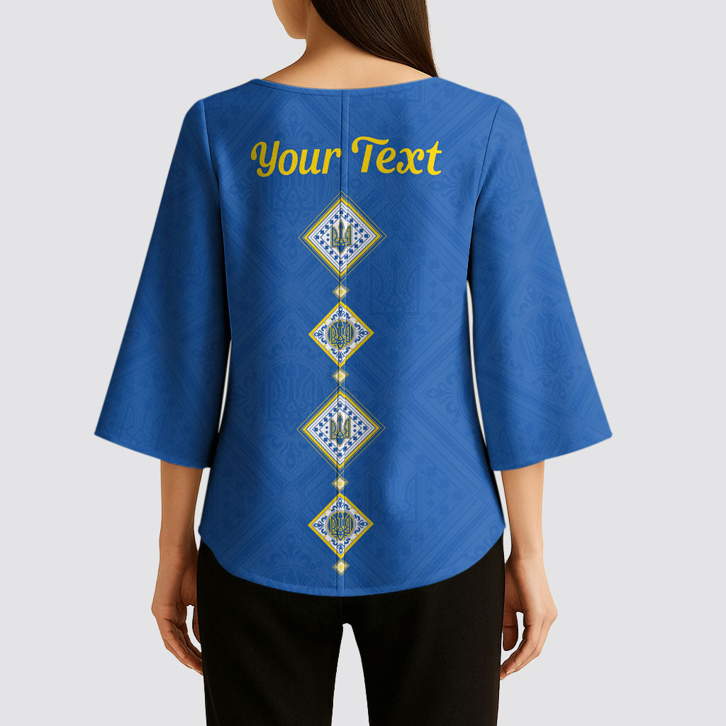 Personalised Ukrainian Tryzub Pattern Kimono Sleeve Blouse