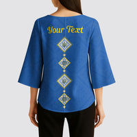 Personalised Ukrainian Tryzub Pattern Kimono Sleeve Blouse
