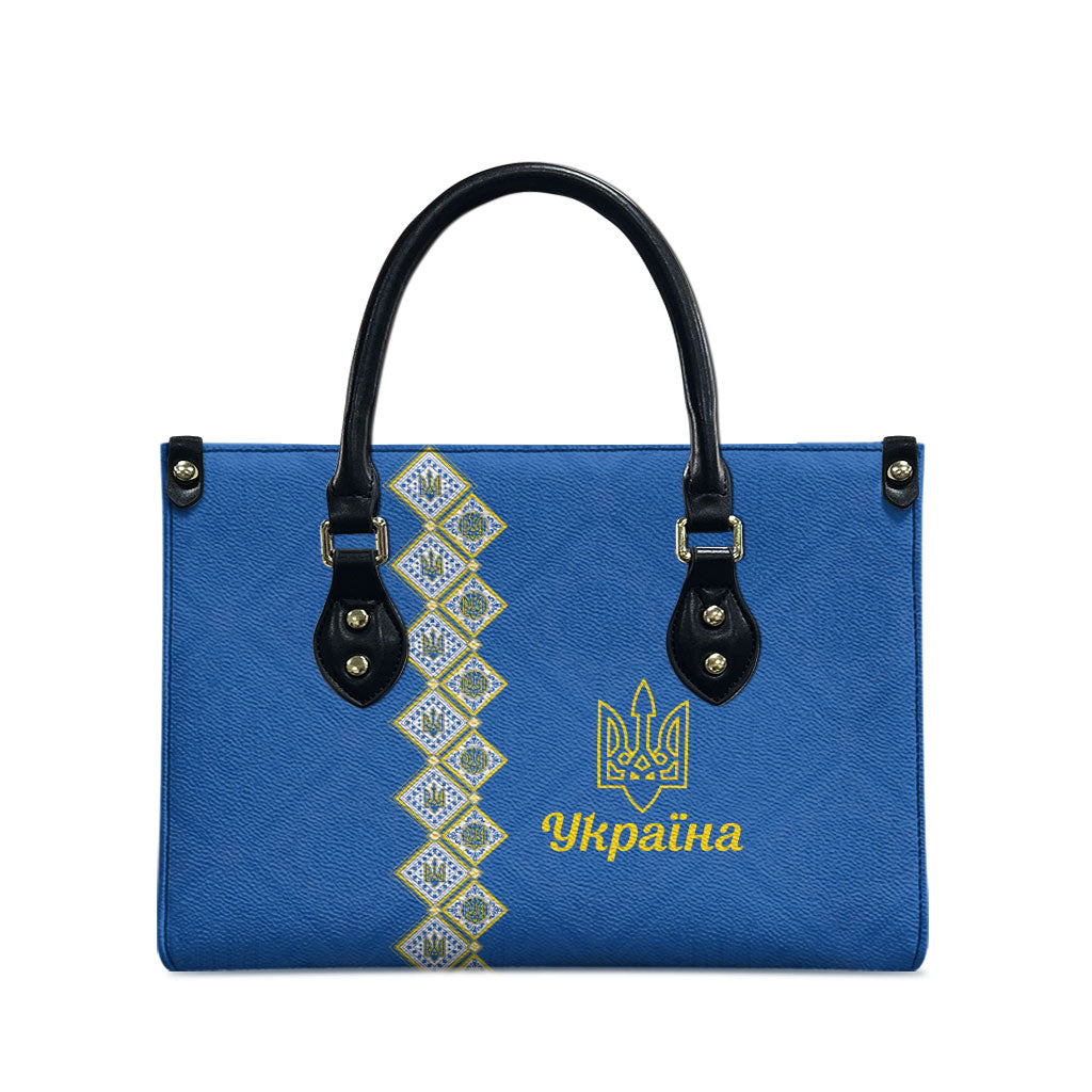 Ukrainian Tryzub Pattern Leather Bag