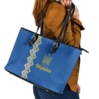 Ukrainian Tryzub Pattern Leather Tote Bag