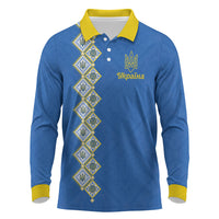 Personalised Ukrainian Tryzub Pattern Long Sleeve Polo Shirt