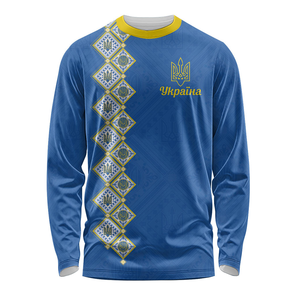 Personalised Ukrainian Tryzub Pattern Long Sleeve Shirt