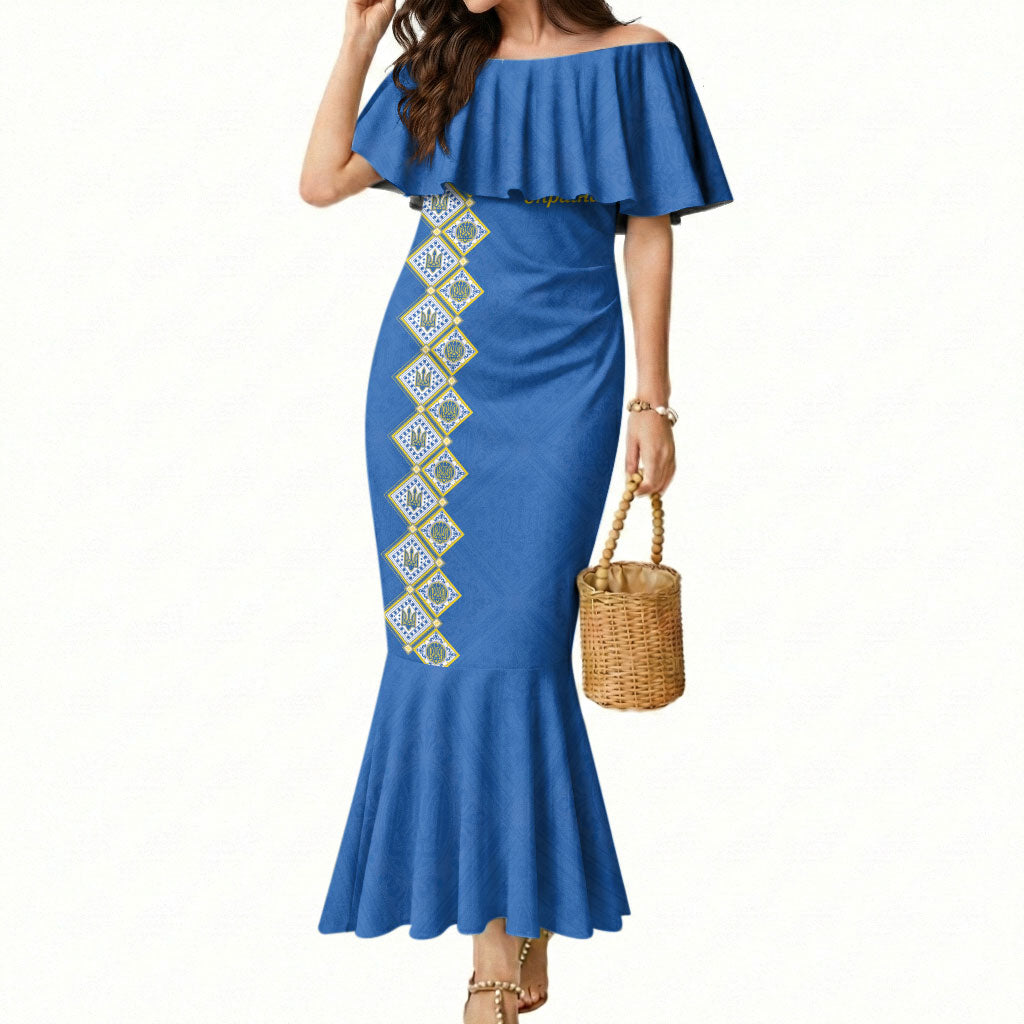 Personalised Ukrainian Tryzub Pattern Mermaid Dress