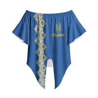Personalised Ukrainian Tryzub Pattern Off Shoulder Wrap Waist Top