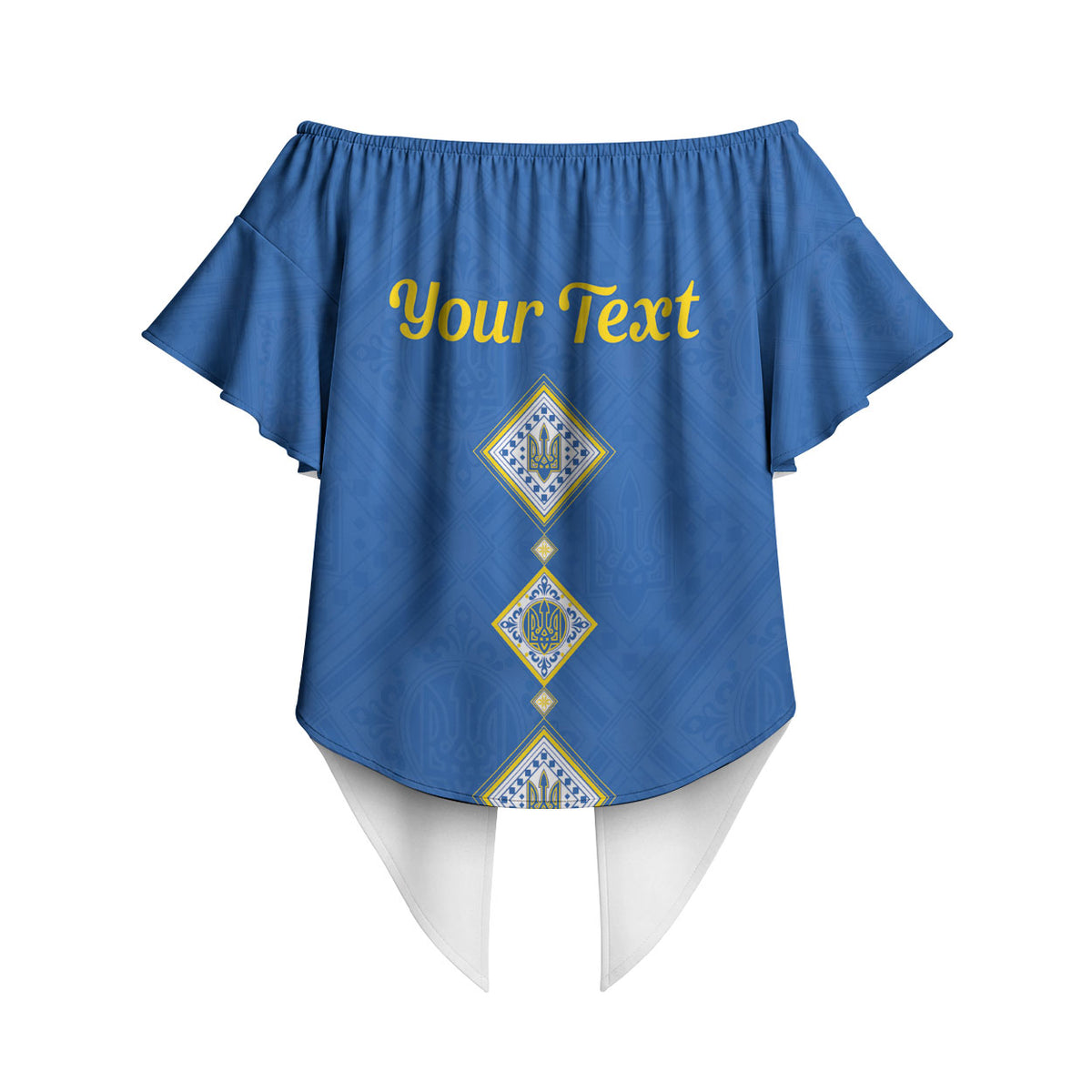 Personalised Ukrainian Tryzub Pattern Off Shoulder Wrap Waist Top