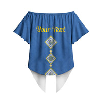 Personalised Ukrainian Tryzub Pattern Off Shoulder Wrap Waist Top