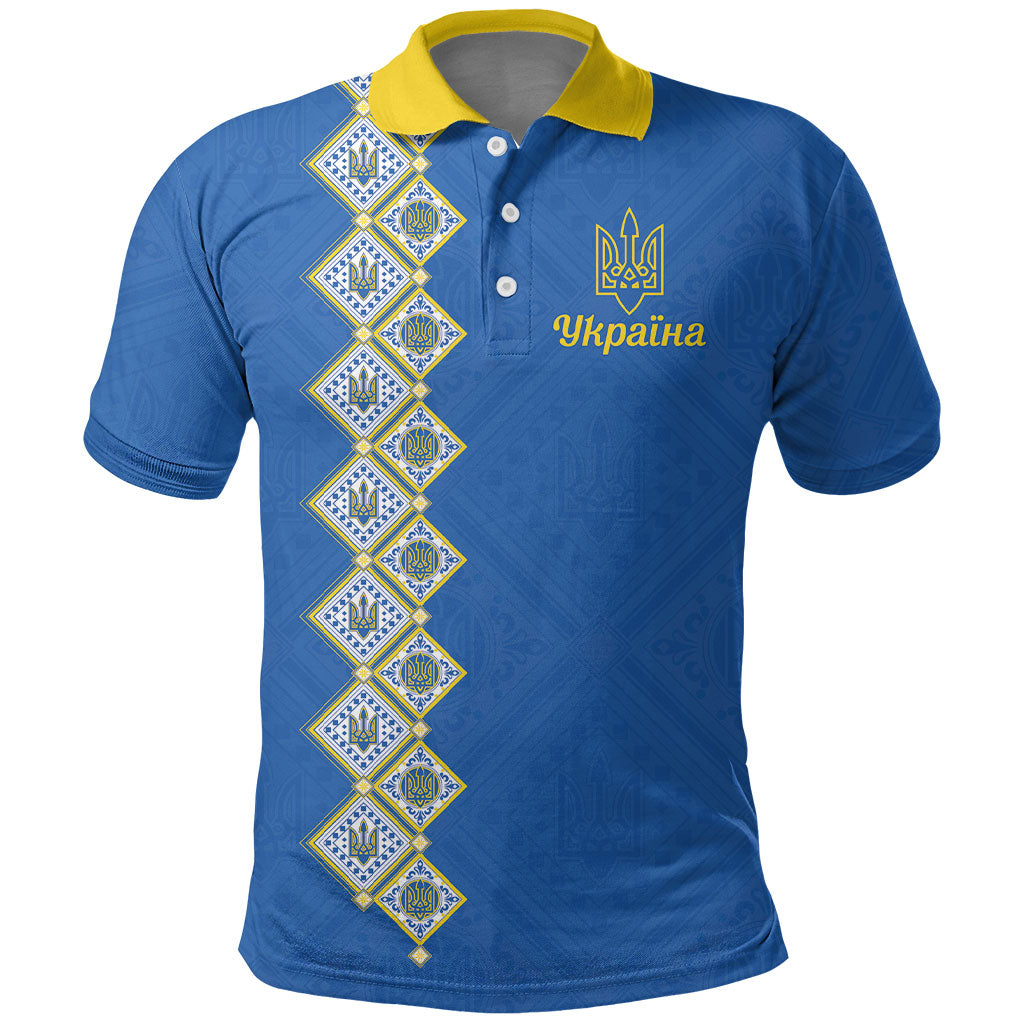 Personalised Ukrainian Tryzub Pattern Polo Shirt