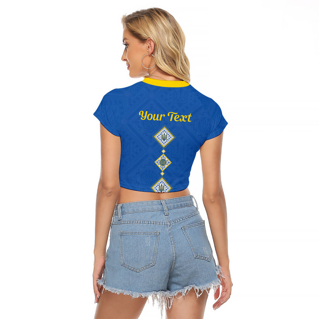 Personalised Ukrainian Tryzub Pattern Raglan Cropped T Shirt
