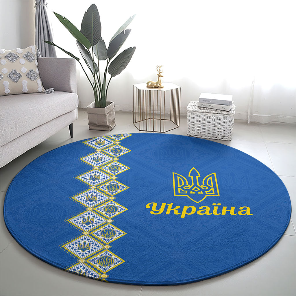 Ukrainian Tryzub Pattern Round Carpet