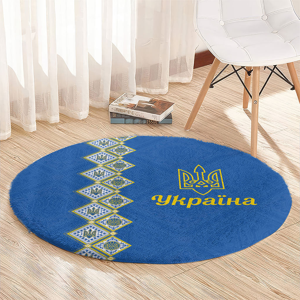 Ukrainian Tryzub Pattern Round Carpet