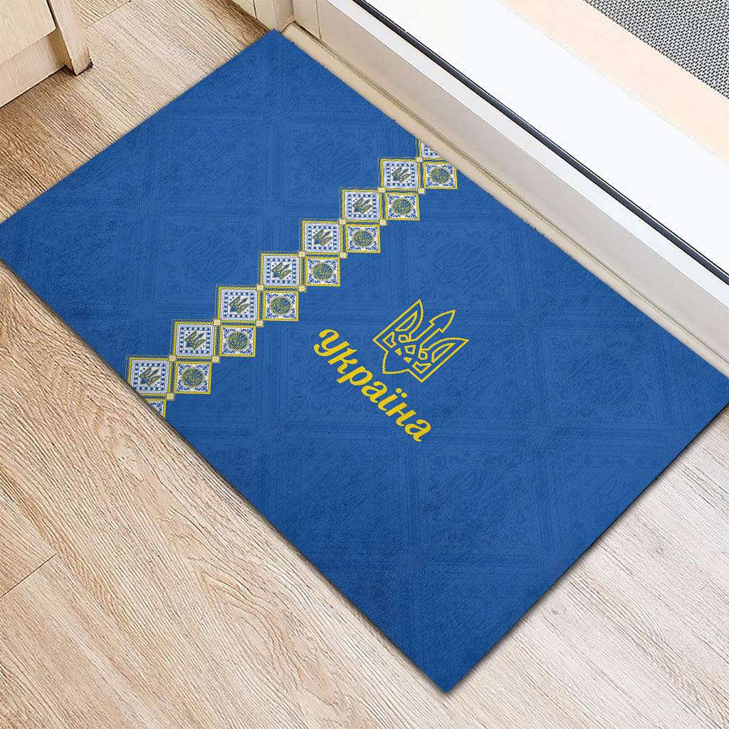 Ukrainian Tryzub Pattern Rubber Doormat