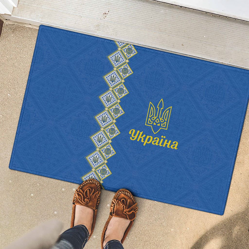 Ukrainian Tryzub Pattern Rubber Doormat