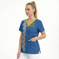 Personalised Ukrainian Tryzub Pattern Scrub Top