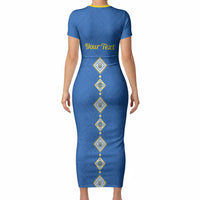 Personalised Ukrainian Tryzub Pattern Short Sleeve Bodycon Dress