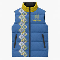Personalised Ukrainian Tryzub Pattern Sleeveless Puffer Jacket