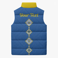 Personalised Ukrainian Tryzub Pattern Sleeveless Puffer Jacket
