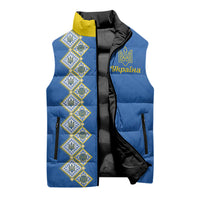 Personalised Ukrainian Tryzub Pattern Sleeveless Puffer Jacket