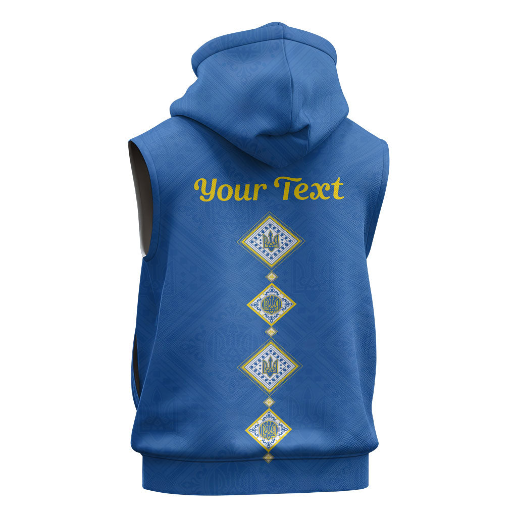 Personalised Ukrainian Tryzub Pattern Sleeveless Zip Hoodie