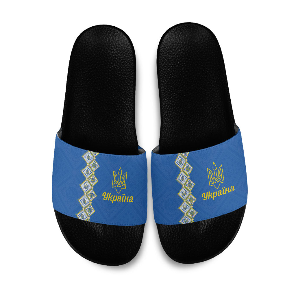 Ukrainian Tryzub Pattern Slide Sandals