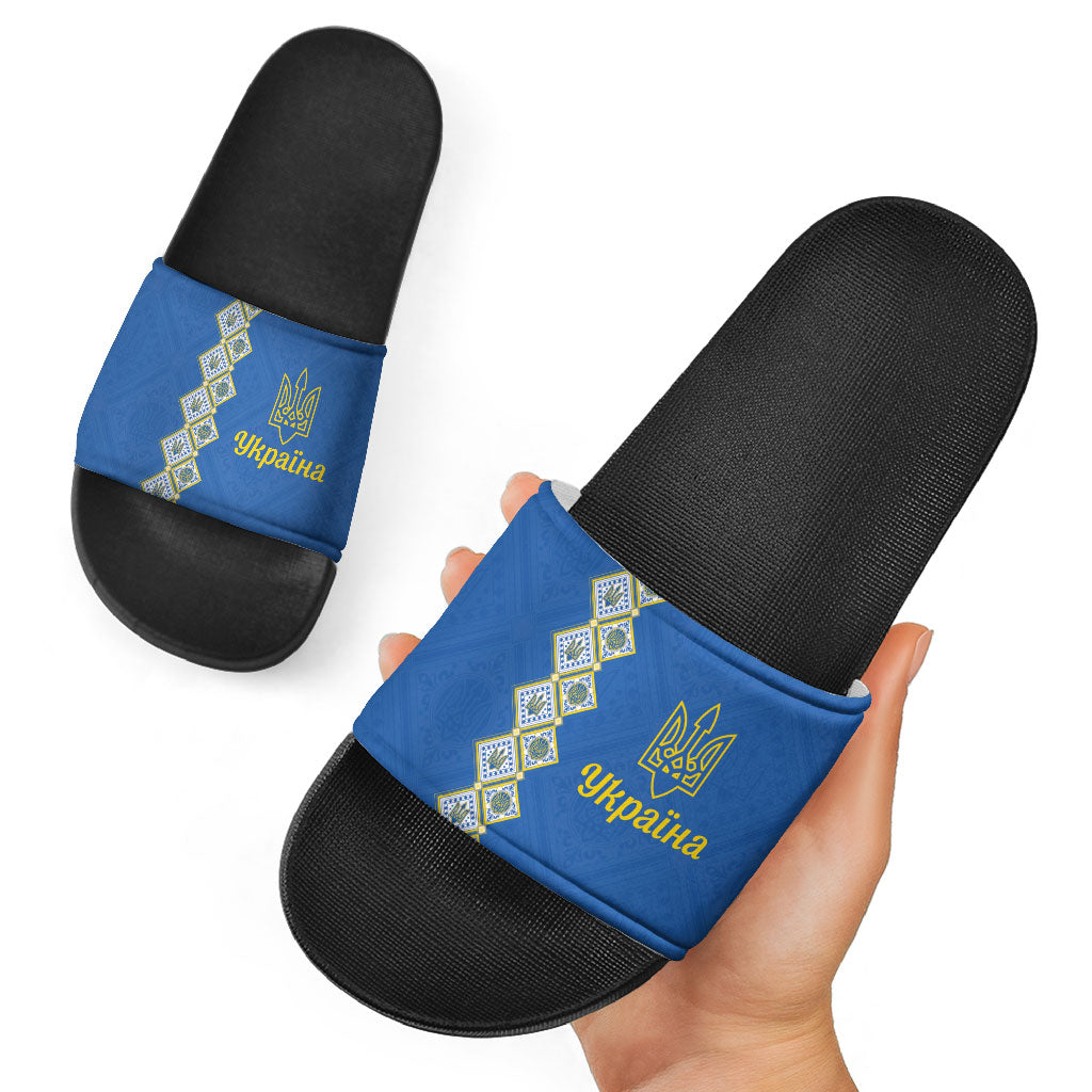 Ukrainian Tryzub Pattern Slide Sandals