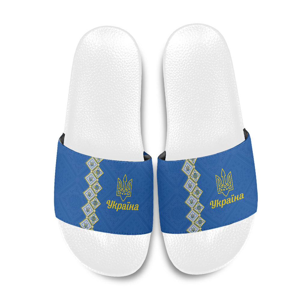 Ukrainian Tryzub Pattern Slide Sandals