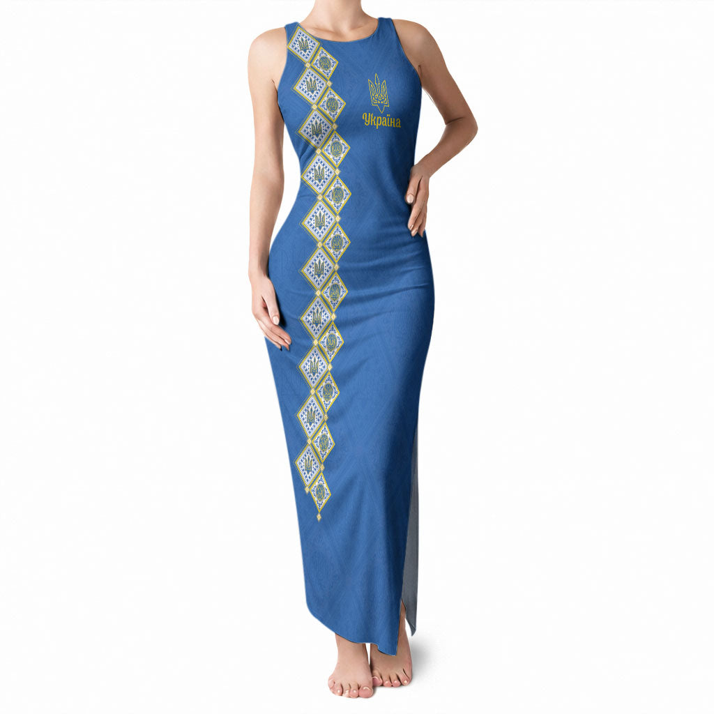 Personalised Ukrainian Tryzub Pattern Tank Maxi Dress