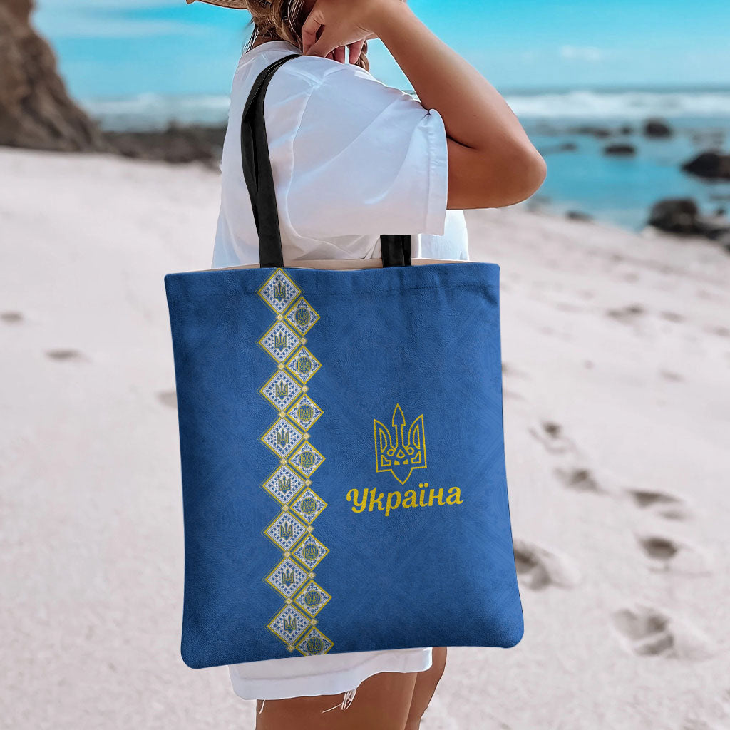 Ukrainian Tryzub Pattern Tote Bag