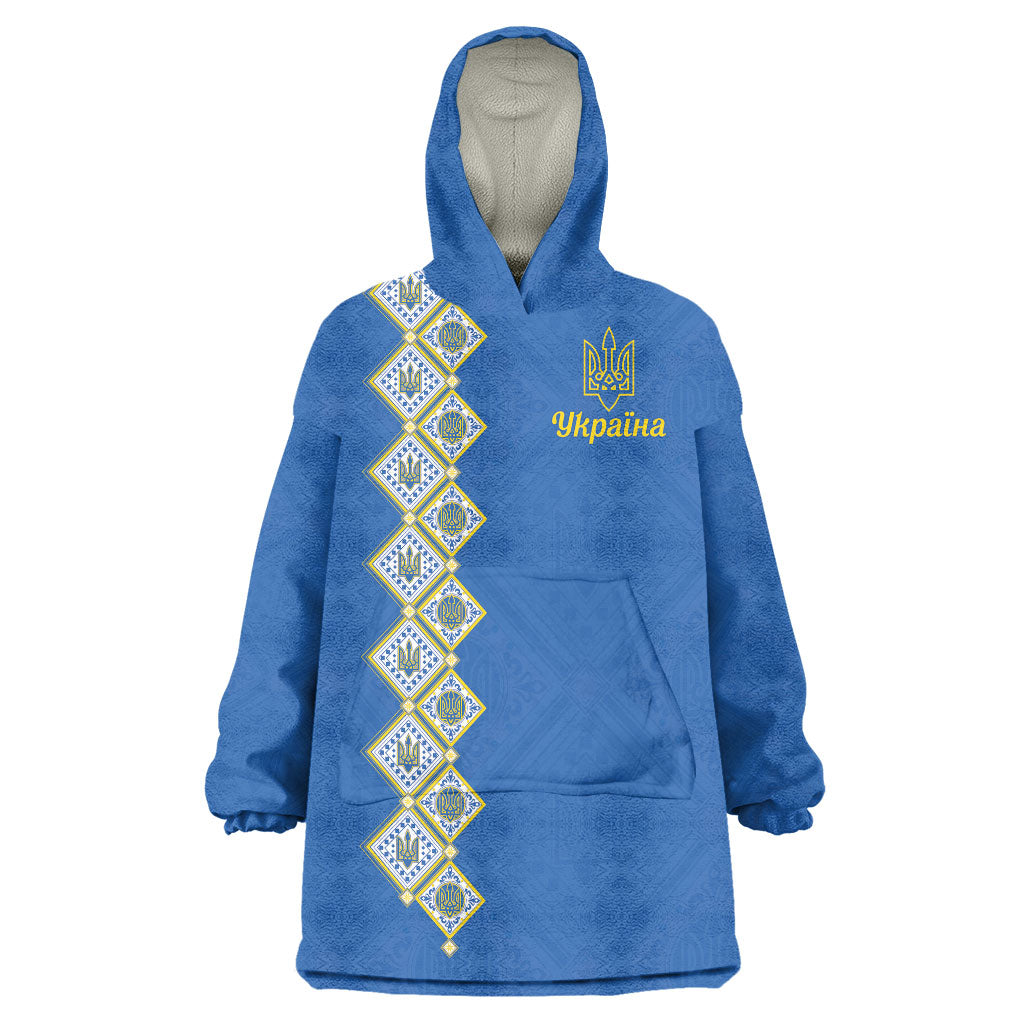 Personalised Ukrainian Tryzub Pattern Wearable Blanket Hoodie