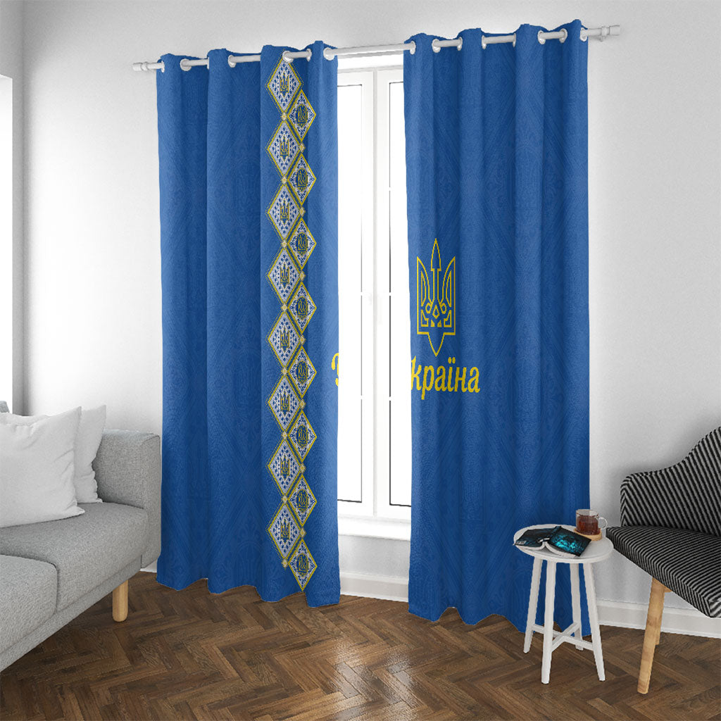 Ukrainian Tryzub Pattern Window Curtain