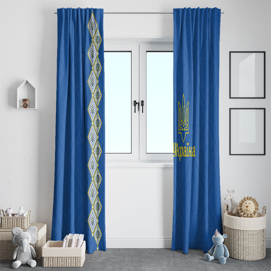 Ukrainian Tryzub Pattern Window Curtain