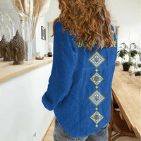 Personalised Ukrainian Tryzub Pattern Women Casual Shirt