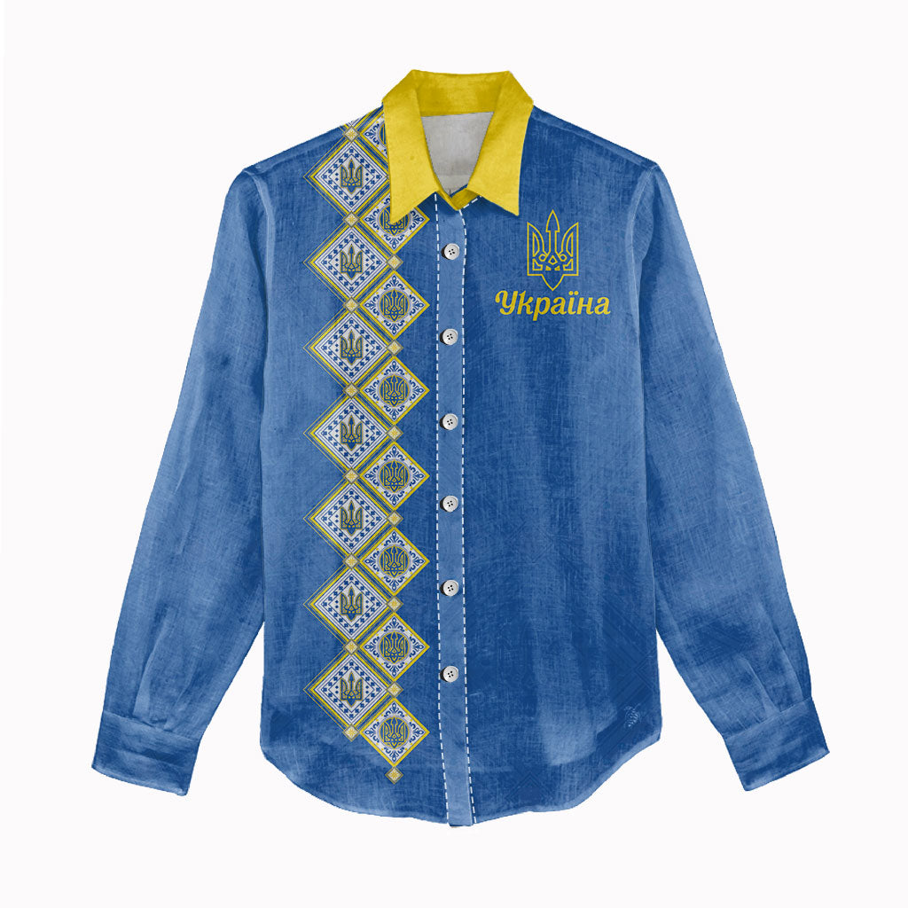 Personalised Ukrainian Tryzub Pattern Women Casual Shirt