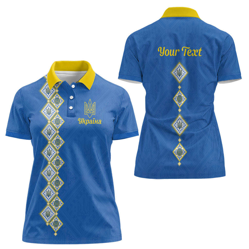 Personalised Ukrainian Tryzub Pattern Women Polo Shirt