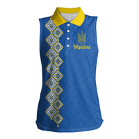Personalised Ukrainian Tryzub Pattern Women Sleeveless Polo Shirt