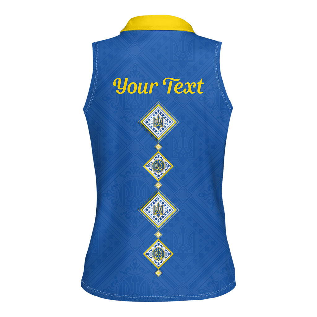 Personalised Ukrainian Tryzub Pattern Women Sleeveless Polo Shirt