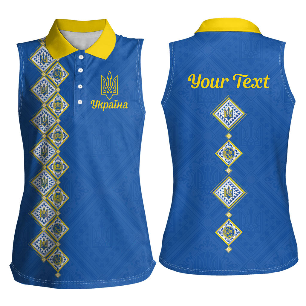Personalised Ukrainian Tryzub Pattern Women Sleeveless Polo Shirt