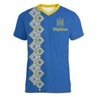 Personalised Ukrainian Tryzub Pattern Women V-Neck T-Shirt