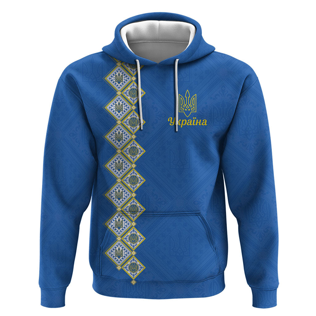 Personalised Ukrainian Tryzub Pattern Zip Hoodie