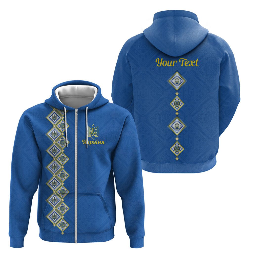 Personalised Ukrainian Tryzub Pattern Zip Hoodie