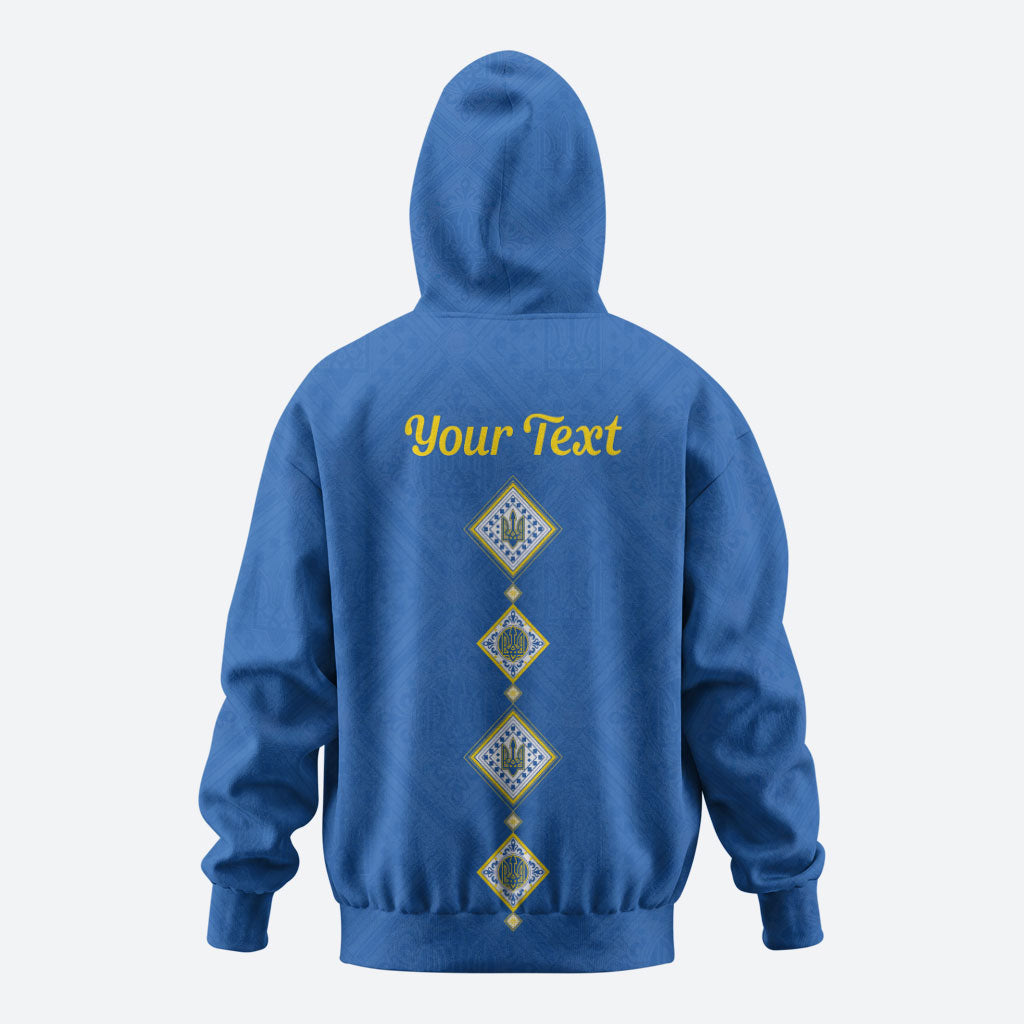 Personalised Ukrainian Tryzub Pattern Zip Hoodie