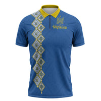 Personalised Ukrainian Tryzub Pattern Zipper Polo Shirt