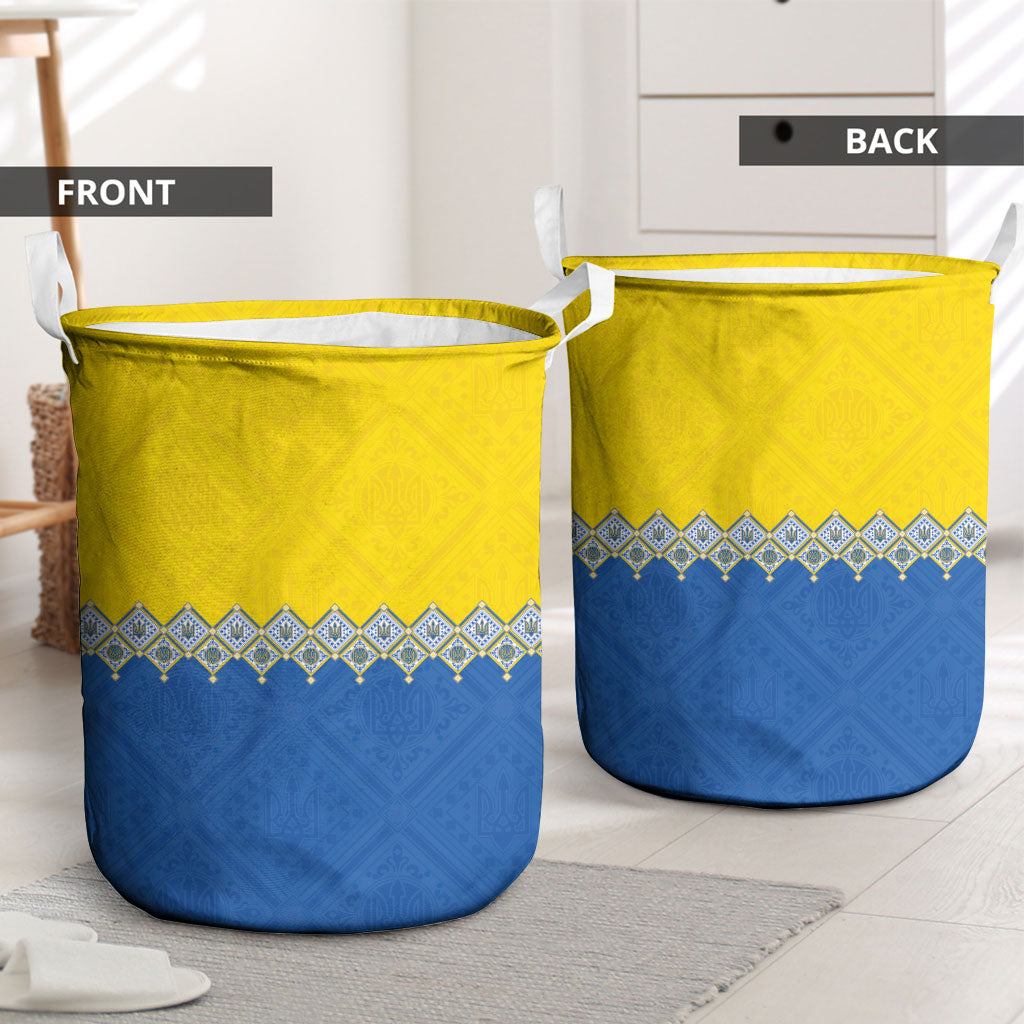 Ukraine Trident Symbol Laundry Basket Ukrainian Flag Inspired